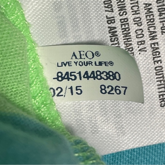 American Eagle Outfitters Shirt Mens Size XXL Blue Green Striped Short Sleeve - Picture 9 of 9